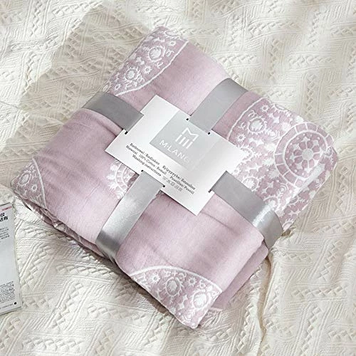 UniDes Soft Lightweight Muslin Cotton Blanket Full/Queen (78" X 90"), Throw Blanket For Bed, Couch & Sofa, Summer Bedding Coverlet - Pale Pink A-light Green 6 UniDes Soft Lightweight Muslin Cotton Blanket Full/Queen (78" X 90"), Throw Blanket For Bed, Couch & Sofa, Summer Bedding Coverlet - Pale Pink A-light Green - Image 4