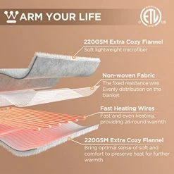 Westinghouse Heated Blanket, Electric Blanket With 6 Heating Levels, 4 Hour Auto Off, Overheat Protection, Machine Washable, Flannel (50x60 Inches, Grey) 20 Westinghouse Heated Blanket, Electric Blanket With 6 Heating Levels, 4 Hour Auto Off, Overheat Protection, Machine Washable, Flannel (50x60 Inches, Grey) -Electric Blankets Sales 2022 51u8cSEe9YL