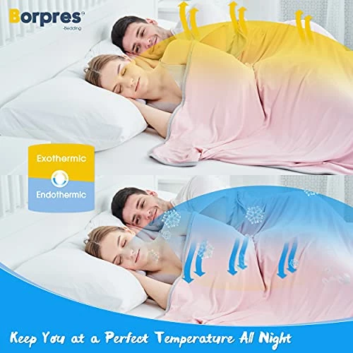 BORPRES Cooling Blanket,Japanese Chill-Plus Tech,Q-MAX>0.43 Cooling Fiber, Absorbs Heat Keep Cool,Double Sided Design,Idea For Hot Sleeper Night Sweats All Seasons,Small(51“×63”),Pink 4 BORPRES Cooling Blanket,Japanese Chill-Plus Tech,Q-MAX>0.43 Cooling Fiber, Absorbs Heat Keep Cool,Double Sided Design,Idea For Hot Sleeper Night Sweats All Seasons,Small(51“×63”),Pink - Image 2