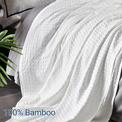 ARTBECK Waffle Blanket, 100% Bamboo Cooling Waffle Weave Blankets, Lightweight Summer Bed Blanket Absorbs Body Heat To Keep Cool On Night (White, 79"x90") 5 ARTBECK Waffle Blanket, 100% Bamboo Cooling Waffle Weave Blankets, Lightweight Summer Bed Blanket Absorbs Body Heat To Keep Cool On Night (White, 79"x90") - Image 3