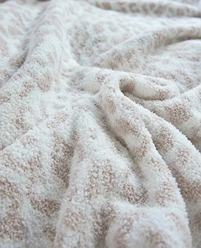 SANACYNA 100% Polyester Microfiber Fluffy Leopard Print Big Blanket Queen Bed Blanket Super Soft Chic Cozy Lightweight Thick Blanket For Sofa Bed Stone/Cream Queen 90"X90" 5 SANACYNA 100% Polyester Microfiber Fluffy Leopard Print Big Blanket Queen Bed Blanket Super Soft Chic Cozy Lightweight Thick Blanket For Sofa Bed Stone/Cream Queen 90"X90" - Image 3