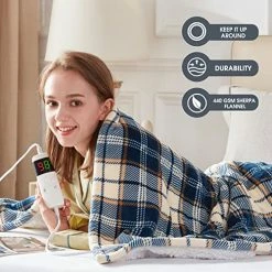 Octrot Heated Blanket Throw, Electric Throw Blanket, 50"x60", Ultra Soft Cozy Sherpa Heating Blanket With 10 Heating Levels 1-8 Hours Auto-Off Overheat Protection, Machine Washable (Blue Plaid) -Electric Blankets Sales 2022 51v9vw0Gb0L