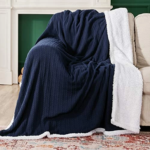 Deconovo Twin Sized Sherpa Blanket For Couch, Bed, Thick Fluffy Warm Cozy Blankets - Bedding Blankets For Home Decoration, Purple, 60x80 Inches Grey/weave 10 Deconovo Twin Sized Sherpa Blanket For Couch, Bed, Thick Fluffy Warm Cozy Blankets - Bedding Blankets For Home Decoration, Purple, 60x80 Inches Grey/weave - Image 8