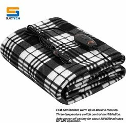 Electric Heated Blanket,SJC 12V Travel Heated Blanket With 3-Heat Settings,Portable Electric Blanket Throws For Car 40"x60" Black&White 13 Electric Heated Blanket,SJC 12V Travel Heated Blanket With 3-Heat Settings,Portable Electric Blanket Throws For Car 40"x60" Black&White -Electric Blankets Sales 2022 51vFEyaYE3L