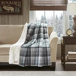 Woolrich Tasha Luxury Oversized Sofstpun Down Alternative Throw Grey 50x70 Plaid Premium Soft Cozy Cozy Spun For Bed, Couch Or Sofa Linden Red