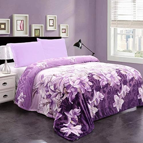 Plush Blanket King Size (90" X 102"), JML 300GSM Super Soft Warm Printed Flannel Fleece Blanket For Couch And Sofa, Purple Floral Star Red 14 Plush Blanket King Size (90" X 102"), JML 300GSM Super Soft Warm Printed Flannel Fleece Blanket For Couch And Sofa, Purple Floral Star Red - Image 12