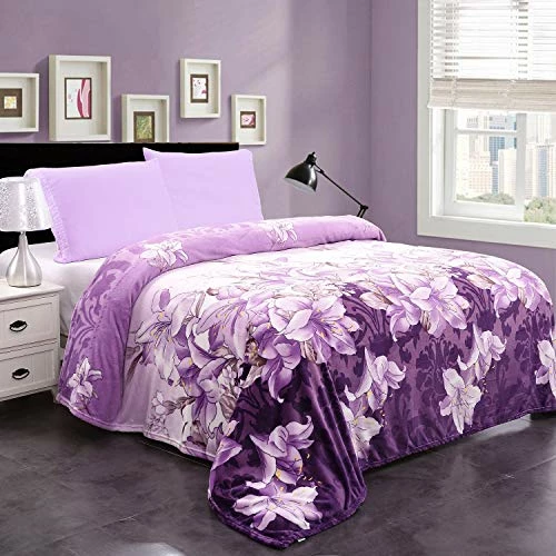Plush Blanket King Size (90" X 102"), JML 300GSM Super Soft Warm Printed Flannel Fleece Blanket For Couch And Sofa, Purple Floral Star Red 3 Plush Blanket King Size (90" X 102"), JML 300GSM Super Soft Warm Printed Flannel Fleece Blanket For Couch And Sofa, Purple Floral Star Red