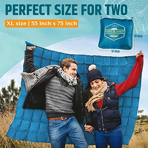Roebury Puffy Camping Blanket Packable Vegan (Down Alternative) Compact Lightweight XL Blankets For Outdoor Cold Weather Backpacking Hiking Travel Stadium - Water-Resistant Army Green 4 Roebury Puffy Camping Blanket Packable Vegan (Down Alternative) Compact Lightweight XL Blankets For Outdoor Cold Weather Backpacking Hiking Travel Stadium - Water-Resistant Army Green - Image 2