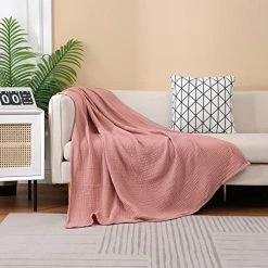 Mary Hatch Pink Muslin Blanket Lightweight Cotton Throw Blanket For Adult Girls Baby 4 Layers Soft Breathable Gauze Blanket For Couch Bed All Season Use,Dusty Pink 50" Wx60 L -Electric Blankets Sales 2022 51wCCaM2oEL