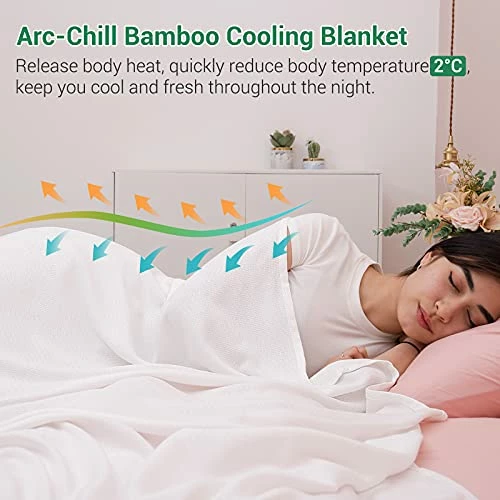 Elegear 100% Bamboo Cooling Blanket For Hot Sleepers, Absorbs Heat To Keep Cool, Ultra-Cool Breathable Summer Blanket, Twin/Full Size Super Soft Lightweight Blanket For All-Season Uses, 59"x79", White Bamboo-grey 5 Elegear 100% Bamboo Cooling Blanket For Hot Sleepers, Absorbs Heat To Keep Cool, Ultra-Cool Breathable Summer Blanket, Twin/Full Size Super Soft Lightweight Blanket For All-Season Uses, 59"x79", White Bamboo-grey - Image 3