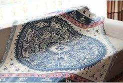 Erke Astrology Throw Blanket Tapestry With Boho Fringe For Couch Bed, Cotton Woven Reversible Knit Cover Hippie Blankets For Sofa Room Wall Decor - 50" X 70" White/Blue 8 Erke Astrology Throw Blanket Tapestry With Boho Fringe For Couch Bed, Cotton Woven Reversible Knit Cover Hippie Blankets For Sofa Room Wall Decor - 50" X 70" White/Blue -Electric Blankets Sales 2022 51wVNFOgBEL