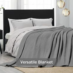 Downluxe 100% Cotton Waffle Blanket Queen Size - Grey 410GSM Soft Lightweight Thermal Queen Blanket For Bed Sofa Couch - Cozy Breathable Bed Blanket With Mesh Bag For All Season(90x90 Inches) Waffle Sandy Beige -Electric Blankets Sales 2022 51weTx0tWZL