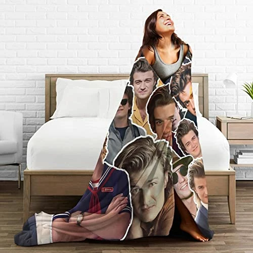 RILAUD Super Soft Joe Keery Steve Harrington Blanket, Light Plush Bed Multi Purpose Blanket, Suitable For Adults And Children To Use 50"x40" Black1 5 RILAUD Super Soft Joe Keery Steve Harrington Blanket, Light Plush Bed Multi Purpose Blanket, Suitable For Adults And Children To Use 50"x40" Black1 - Image 3
