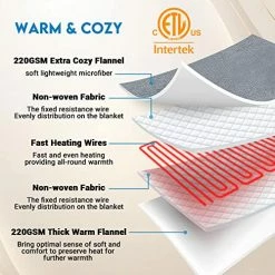 JKMAX Electric Heated Blanket, 90*100 Cozy Heated Blanket For Bed, 5 Heating Levels & 10 Hours Auto Off, Dual Controller Electric Blanket For Adults, Flannel Electric Throw Blanket, (90*100, Grey) -Electric Blankets Sales 2022 51wpmLkRdzL