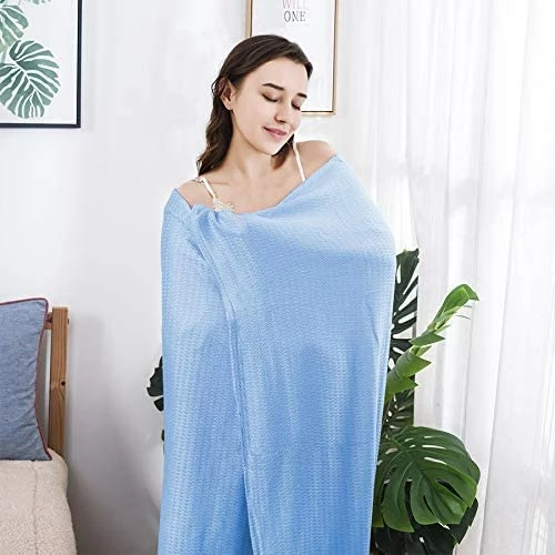 USERF Lightweight Cooling Bamboo Blankets For Hot Sleepers Cool Summer Blankets Twin Size Ultra Soft Muslin Cool Throw Blankets For Hot Flashes Throw Blanket For Bed Couch Sofa Quilt Bedding Hospital, Blue 5 USERF Lightweight Cooling Bamboo Blankets For Hot Sleepers Cool Summer Blankets Twin Size Ultra Soft Muslin Cool Throw Blankets For Hot Flashes Throw Blanket For Bed Couch Sofa Quilt Bedding Hospital, Blue - Image 3