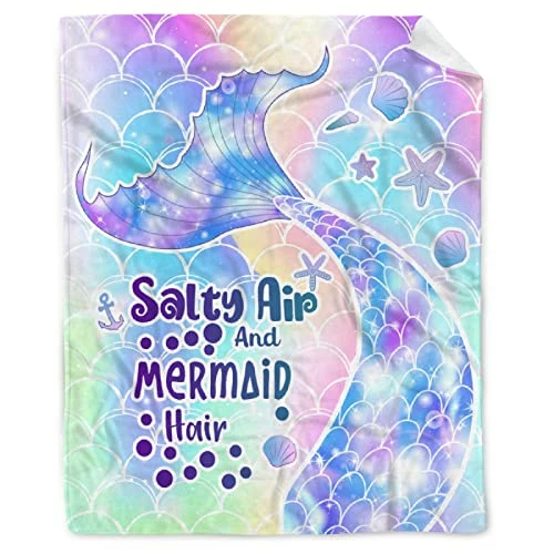 321DESIGN Glittering Beauty Mermaid Salty Air Fish Shell Microfiber Flannel Blankets For Couch, Bed, Sofa Ultra Luxurious Warm And Cozy For All Seasons Pets-30x40 In 4 321DESIGN Glittering Beauty Mermaid Salty Air Fish Shell Microfiber Flannel Blankets For Couch, Bed, Sofa Ultra Luxurious Warm And Cozy For All Seasons Pets-30x40 In - Image 2