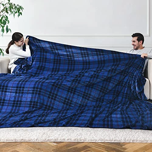 Ultracozy Big Oversized Blanket, 100x100 Inches King Sized Blanket, Double Sided Flannel, Weighted Fleece Blanket For Bed, Couch Throw, Family Blanket, Machine Washable Blue Black 3 Ultracozy Big Oversized Blanket, 100x100 Inches King Sized Blanket, Double Sided Flannel, Weighted Fleece Blanket For Bed, Couch Throw, Family Blanket, Machine Washable Blue Black