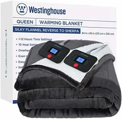 Westinghouse Electric Blanket Heated Blanket | 10 Heating Levels & 1 To 12 Hours Heating Time Settings | Flannel To Sherpa Reversible 62x84 Twin Size | Machine Washable, Charcoal -Electric Blankets Sales 2022 51xhpi41k8L. AC