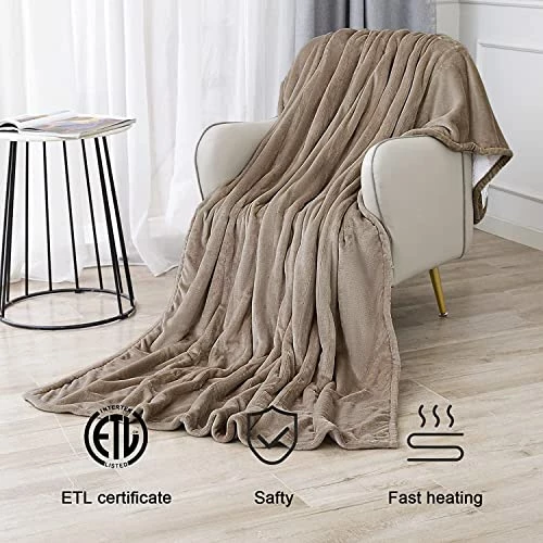 Dowin Electric Blanket Twin Size,Heated Throw Blanket 4 Heat Settings& Overheating Protection ETL Certified Heating Blanket Soft Flannel Fast Heating 62x84 Inch Machine Washable Teal 4 Dowin Electric Blanket Twin Size,Heated Throw Blanket 4 Heat Settings& Overheating Protection ETL Certified Heating Blanket Soft Flannel Fast Heating 62x84 Inch Machine Washable Teal - Image 2