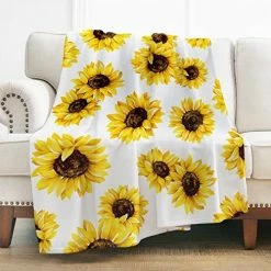 Levens Sunflower Gifts Throw Blanket For Women - Living Room Home Bedroom Decor, Soft Fuzzy Yellow Flower Print Plush Blankets For Couch Sofa Bed Birthday Black 50"x60" -Electric Blankets Sales 2022 51xr4uQ4E6L. AC