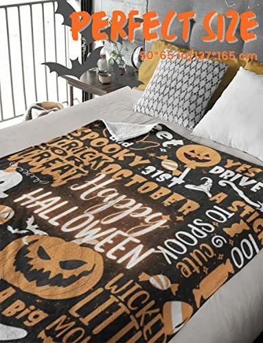 InnoBeta Halloween Decorations Gifts For Kids Women Teens Adults, Bed Flannel Fleece Blankets (50"x 65"), Funny Gifts For Halloween Lovers Or Party's Hostess, Halloween Party Supplies - Happy Halloween 3 InnoBeta Halloween Decorations Gifts For Kids Women Teens Adults, Bed Flannel Fleece Blankets (50"x 65"), Funny Gifts For Halloween Lovers Or Party's Hostess, Halloween Party Supplies - Happy Halloween