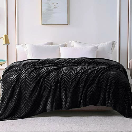 Whale Flotilla Flannel Fleece King Size(90x104 Inch) Lightweight Bed Blanket, Soft Velvet Bedspread Plush Fluffy Coverlet Chevron Design Decorative Blanket For All Seasons, Black 4 Whale Flotilla Flannel Fleece King Size(90x104 Inch) Lightweight Bed Blanket, Soft Velvet Bedspread Plush Fluffy Coverlet Chevron Design Decorative Blanket For All Seasons, Black - Image 2