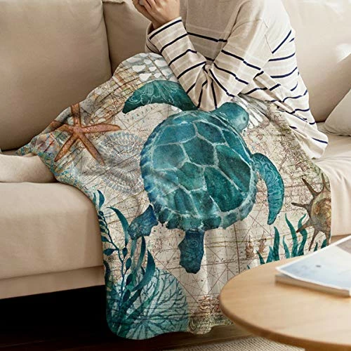 YEHO Art Gallery Twin Size Flannel Fleece Bed Blanket Soft Throw-Blankets For Bed Room Sofa Couch,Sea Turtle Underwater World Animal Pattern,Lightweight Cozy Warm Blankets For Women Men,39x49in Ocean Elementsyag4766 5 YEHO Art Gallery Twin Size Flannel Fleece Bed Blanket Soft Throw-Blankets For Bed Room Sofa Couch,Sea Turtle Underwater World Animal Pattern,Lightweight Cozy Warm Blankets For Women Men,39x49in Ocean Elementsyag4766 - Image 3