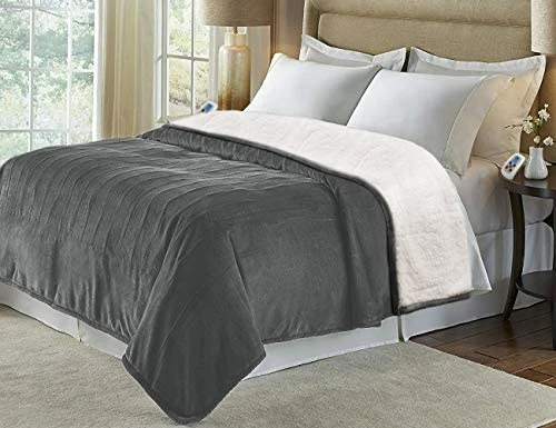 Marquess King Size Electric Blanket,Flannel Sherpa Washable And Comfortable Heated Blanket With 10 Heat Settings, Safety 10 Hours Auto-Off &Dual Temperature Dual Control By One Blanket(King, Navy) 11 Marquess King Size Electric Blanket,Flannel Sherpa Washable And Comfortable Heated Blanket With 10 Heat Settings, Safety 10 Hours Auto-Off &Dual Temperature Dual Control By One Blanket(King, Navy) - Image 9