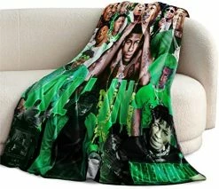 QNDYH Hip Hop Theme Blanket Flannel Blankets Ultra-Soft Warm Air Conditioning Nap Blankets 50"x40" Green -Electric Blankets Sales 2022 51yug8PB8nL. AC 2