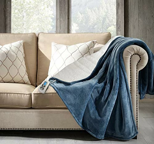 Marquess Electric Blanket Micro Plush Sherpa And Reversible Flannel Washable Comfortable With 10 Heat Settings/ Safety 10 Hours Auto-Off Controller Twin Size Bed Blanket (62 X 84'' Navy Blue) 7 Marquess Electric Blanket Micro Plush Sherpa And Reversible Flannel Washable Comfortable With 10 Heat Settings/ Safety 10 Hours Auto-Off Controller Twin Size Bed Blanket (62 X 84'' Navy Blue) - Image 5