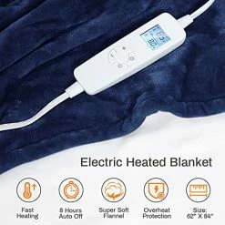 FIGERM Electric Heated Throw Blanket Twin Size 62" X 84" | 6 Levels Fast Heating & Machine Washable | Full Body Warming Soft Flannel Bed Sofa Blankets With Auto-Off Overheating Protection 8H Timer | Blue 14 FIGERM Electric Heated Throw Blanket Twin Size 62" X 84" | 6 Levels Fast Heating & Machine Washable | Full Body Warming Soft Flannel Bed Sofa Blankets With Auto-Off Overheating Protection 8H Timer | Blue -Electric Blankets Sales 2022 51zcrjes9lL