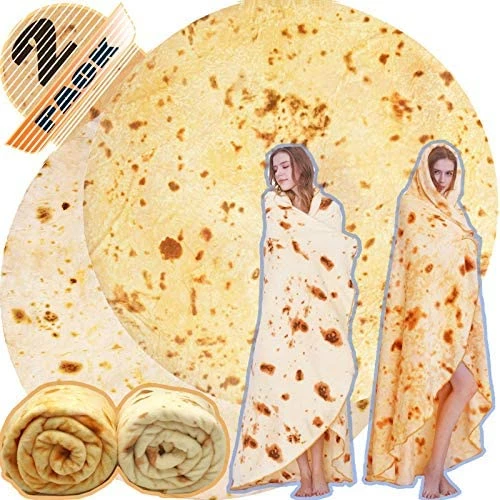 Innocedear Burritos Blanket,2 Pack Double Side Flannel Tortilla Blanket 71 Inches,Comfortable Soft Novelty Giant Taco Blanket,Funny Gag Gifts For Adults&Kids-Style 1 9 Innocedear Burritos Blanket,2 Pack Double Side Flannel Tortilla Blanket 71 Inches,Comfortable Soft Novelty Giant Taco Blanket,Funny Gag Gifts For Adults&Kids-Style 1 - Image 7