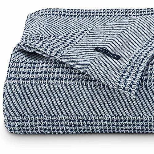 Nautica Blanket Soft Cotton Bedding, Medium Weight For All Seasons, Queen, Navy 4 Nautica Blanket Soft Cotton Bedding, Medium Weight For All Seasons, Queen, Navy - Image 2