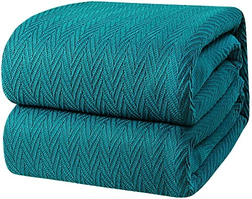 LAMANNI Luxury Thermal Cotton Blankets - Soft, Cozy, Breathable Bed Blanket For Couch Or Bed - All Season (Teal, King) 3 LAMANNI Luxury Thermal Cotton Blankets - Soft, Cozy, Breathable Bed Blanket For Couch Or Bed - All Season (Teal, King)