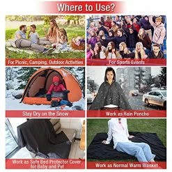 DUKUSEEK Heated Blanket, 5V Electric Outdoor Waterproof Fleece Blanket With Hood, Waterproof Windproof Stadium Mat For Camping, Picnic, Sports, Football, Concerts, 57 X 36inch Black -Electric Blankets Sales 2022 613cia4Z9ML