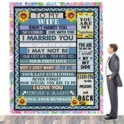 CHAOMIC To My Wife Blanket Valentine's Day Gift For Wife Blanket Husband To Wife Air Mail Letter Quilts Romantic Light Soft Flannel Blanket For Anniversary Birthday (60x80 In)