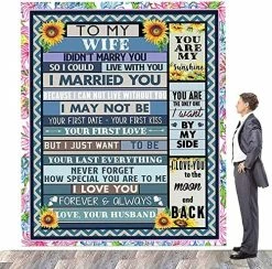 CHAOMIC To My Wife Blanket Valentine's Day Gift For Wife Blanket Husband To Wife Air Mail Letter Quilts Romantic Light Soft Flannel Blanket For Anniversary Birthday (60x80 In) -Electric Blankets Sales 2022 614yktX1fSL. AC 1