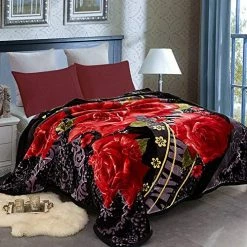 JML Heavy Fleece Blanket King(85"x95", 10lbs), 2 Ply Korean Mink Blanket - Soft Warm Thick Korean Mink Printed Plush Asian Fleece Raschel Bed Blanket For Autumn,Winter,Bed,Home,Gifts Red Floral -Electric Blankets Sales 2022 615BJqzd9BL. AC
