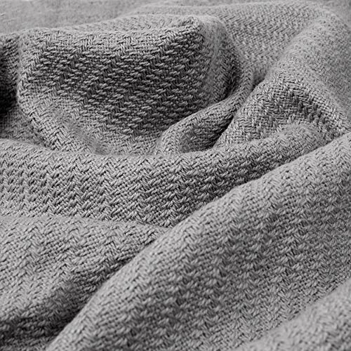 COTTON CRAFT - Soft Cotton Thermal Blanket - King - Herringbone Twill Weave - Luxurious Breathable Skin Friendly Lightweight Throw Blanket Sofa Couch Bed - All Season Travel Camping - Grey Matelassé Leaf- Ivory 4 COTTON CRAFT - Soft Cotton Thermal Blanket - King - Herringbone Twill Weave - Luxurious Breathable Skin Friendly Lightweight Throw Blanket Sofa Couch Bed - All Season Travel Camping - Grey Matelassé Leaf- Ivory - Image 2