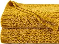 NTBAY Natural Bamboo Cable Knit Oversized Throw Blanket, 3lbs Soft And Cooling Touch Twin Bed Blanket, 60x80 Inches, Yellow -Electric Blankets Sales 2022 61BSYwB8rZL. AC