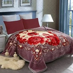 JML Heavy Fleece Blanket King(85"x95", 10lbs), 2 Ply Korean Mink Blanket - Soft Warm Thick Korean Mink Printed Plush Asian Fleece Raschel Bed Blanket For Autumn,Winter,Bed,Home,Gifts Red Floral -Electric Blankets Sales 2022 61BTrdVnlpL. AC