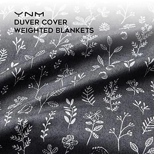 YnM Cotton Duvet Cover For Weighted Blankets (48''x72'') -Plant/Grey Print Cotton Removable Cover Purple Sweetness 4 YnM Cotton Duvet Cover For Weighted Blankets (48''x72'') -Plant/Grey Print Cotton Removable Cover Purple Sweetness - Image 2
