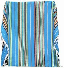 Eccbox 84 X 59 Inch Large Mexican Serape Blanket With Assorted Bright Colors Mexican Tablecloth For Mexican Wedding Party Decorations Jacquard Green -Electric Blankets Sales 2022 61F ppQ91L. AC