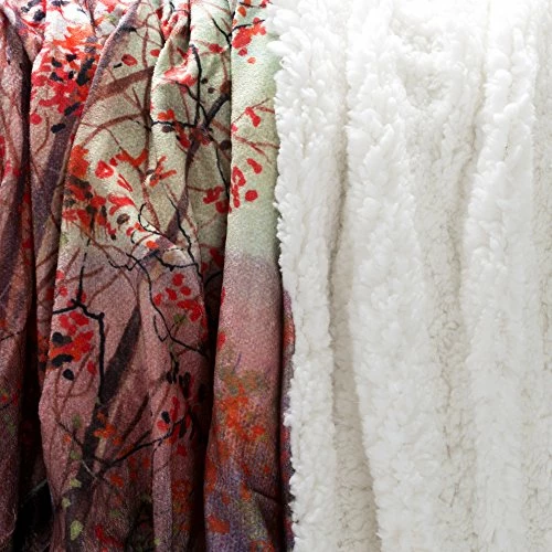 Lavish Home Sherpa Fleece Throw Deer Print Pattern, Lightweight Hypoallergenic Bed Or Couch Soft Plush Blanket For Adults And Kids, 60” (L) X 50” (W), Multicolor 4 Lavish Home Sherpa Fleece Throw Deer Print Pattern, Lightweight Hypoallergenic Bed Or Couch Soft Plush Blanket For Adults And Kids, 60” (L) X 50” (W), Multicolor - Image 2