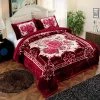 JML Sherpa Flannel Blanket, 3-Piece Fleece Blanket With Pillow Shams- Soft, Warm, Korean Style Printed Embossed Bed Blanket, Burgundy Solid Color - Teal -Electric Blankets Sales 2022 61GrNrisQ6L