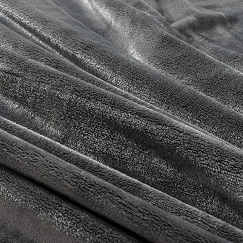 MORANJIAFANG Solid Color Flannel Blanket Thicken Reversible Fleece Thermal Blanket (Dark Grey, Queen 90"×90") 6 MORANJIAFANG Solid Color Flannel Blanket Thicken Reversible Fleece Thermal Blanket (Dark Grey, Queen 90"×90") - Image 4
