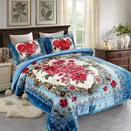 JML Luxury Sherpa Flannel Blanket 3-Piece, Winter Warm Bed Blanket With 2 Pillow Shams- Soft, Warm, Korean Style Printed Embossed Reversible Plush Bed Blanket, Poney King Size (79" X 91") Purple Floral 8 JML Luxury Sherpa Flannel Blanket 3-Piece, Winter Warm Bed Blanket With 2 Pillow Shams- Soft, Warm, Korean Style Printed Embossed Reversible Plush Bed Blanket, Poney King Size (79" X 91") Purple Floral - Image 6