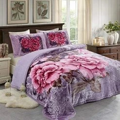 JML Luxury Sherpa Flannel Blanket 3-Piece, Winter Warm Bed Blanket With 2 Pillow Shams- Soft, Warm, Korean Style Printed Embossed Reversible Plush Bed Blanket, Poney King Size (79" X 91") Purple Floral 20 JML Luxury Sherpa Flannel Blanket 3-Piece, Winter Warm Bed Blanket With 2 Pillow Shams- Soft, Warm, Korean Style Printed Embossed Reversible Plush Bed Blanket, Poney King Size (79" X 91") Purple Floral -Electric Blankets Sales 2022 61N5ZeXuRTL. AC