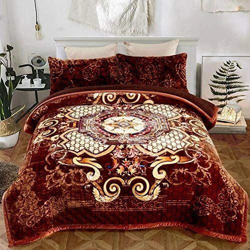 JML Fleece Blanket 79"x 91", 3- Pieces Sherpa Blanket - Super Soft Warm, Korean Style Reversible Embossed Winter Borrego Blanket, Purple Printed - Black Pattern 7 JML Fleece Blanket 79"x 91", 3- Pieces Sherpa Blanket - Super Soft Warm, Korean Style Reversible Embossed Winter Borrego Blanket, Purple Printed - Black Pattern - Image 5