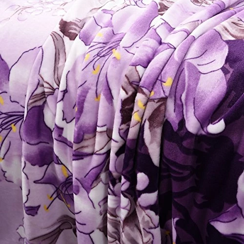 Plush Blanket King Size (90" X 102"), JML 300GSM Super Soft Warm Printed Flannel Fleece Blanket For Couch And Sofa, Purple Floral Star Red 5 Plush Blanket King Size (90" X 102"), JML 300GSM Super Soft Warm Printed Flannel Fleece Blanket For Couch And Sofa, Purple Floral Star Red - Image 3